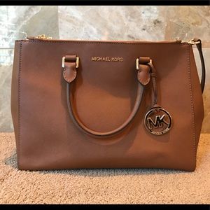 Michael Kors Large Sutton Brown Saffiano Satchel